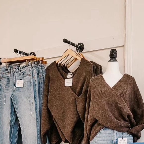 CLEAR OUT!!! Crossover Ribbed Pullover- Latte - Picture 10 of 11